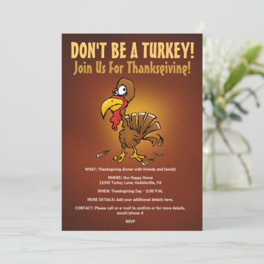 トルコのおもしろいな感謝祭の招待状があないで下さい 招待状 (スタンド正面)