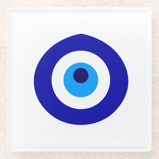 トルコのお守りはNazarを呼びました ガラスコースター (正面)