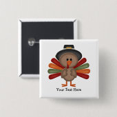 トルコのかわいい感謝祭(カスタマイズ可能な) 缶バッジ (正面&裏面)