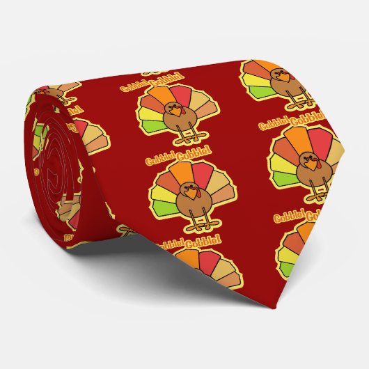 トルコのかわいい漫画は感謝祭のデザインをがつがつむさぼります ネクタイ (ロール)