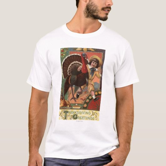 トルコのまわりの腕を搭載する男の子 Tシャツ (正面)