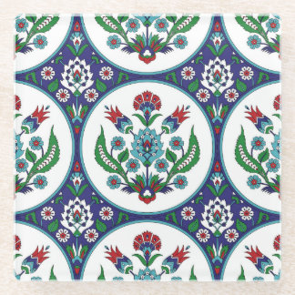 トルコのアラビア語、チューリップの花、シームレスなパターン。 ガラスコースター