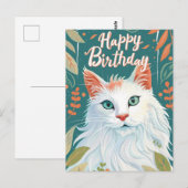 トルコのアンゴラ猫お誕生日おめでとう ポストカード (正面/裏面)