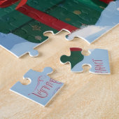 トルコのアンゴラ走キャットの雪のクリスマス帽子 ジグソーパズル (側面)