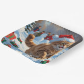 トルコのアンゴラ走キャットの雪のクリスマス帽子 ペーパープレート (傾斜あり)