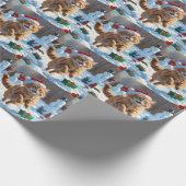 トルコのアンゴラ走キャットの雪のクリスマス帽子 ラッピングペーパー (角)