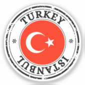 トルコのイスタンブールシールノートパソコン用の丸旗 シール (正面)