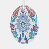 トルコのイズニクのタイル:ヴィンテージパターン。 ガラスオーナメント (正面左)