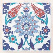 トルコのイズニクのタイル:ヴィンテージパターン。 ガラスコースター (正面)