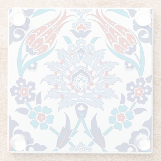 トルコのイズニクのタイル:ヴィンテージパターン。 ガラスコースター (裏面)