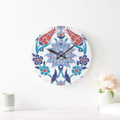 トルコのイズニクのタイル:ヴィンテージパターン。 ラージ壁時計 (ホーム)