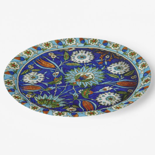 トルコのイズニクの花のモチーフ結婚for ペーパープレート (アングル)