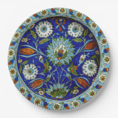 トルコのイズニクの花のモチーフ結婚for ペーパープレート (正面)