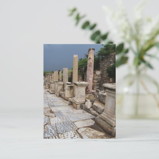 トルコのエフェソスの街の古代ローマの道路 ポストカード (スタンド正面)