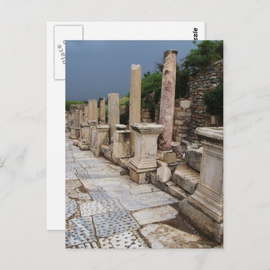 トルコのエフェソスの街の古代ローマの道路 ポストカード (正面/裏面)