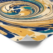 トルコのエブルー技法によるマーブル模様の花の渦巻きアート ポスター (角)