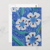 トルコのオスマン帝国の青と白のセラミックタイル ポストカード (正面/裏面)