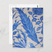 トルコのオスマン帝国の青と白のセラミックタイル ポストカード (正面/裏面)