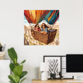 トルコのカッパドキアで熱気球に乗るプリント ポスター (ホームオフィス)