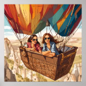 トルコのカッパドキアで熱気球に乗るプリント ポスター (正面)