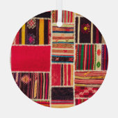 トルコのカーペットパッチワーク手作りテクスチャ ガラスオーナメント (裏面)