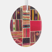 トルコのカーペットパッチワーク手作りテクスチャ ガラスオーナメント (正面右)