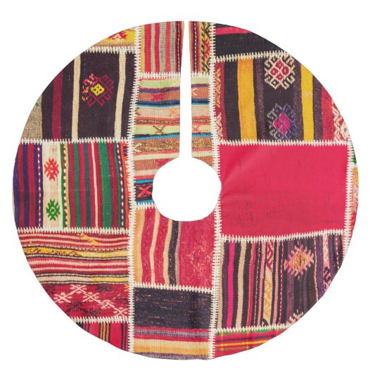 トルコのカーペットパッチワーク手作りテクスチャ ブラッシュドポリエステルツリースカート (正面)