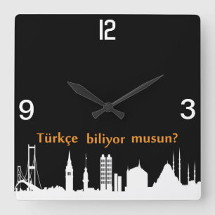 トルコのスカイラインの時計 スクエア壁時計