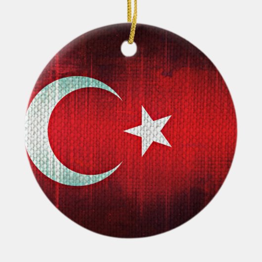 トルコのスタイリッシュな国旗 セラミックオーナメント (正面)