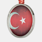 トルコのスタイリッシュな国旗 メタルオーナメント (左)