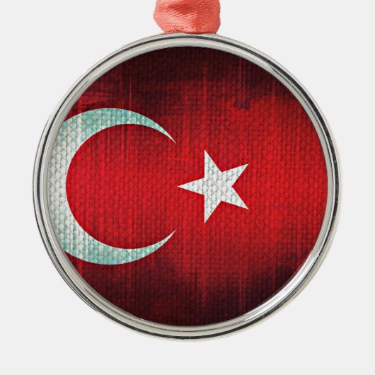 トルコのスタイリッシュな国旗 メタルオーナメント (正面)