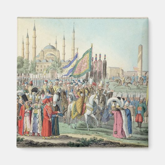 トルコのスルタンは彼のイェニチェリをレビュー(英語) マグネット (正面)