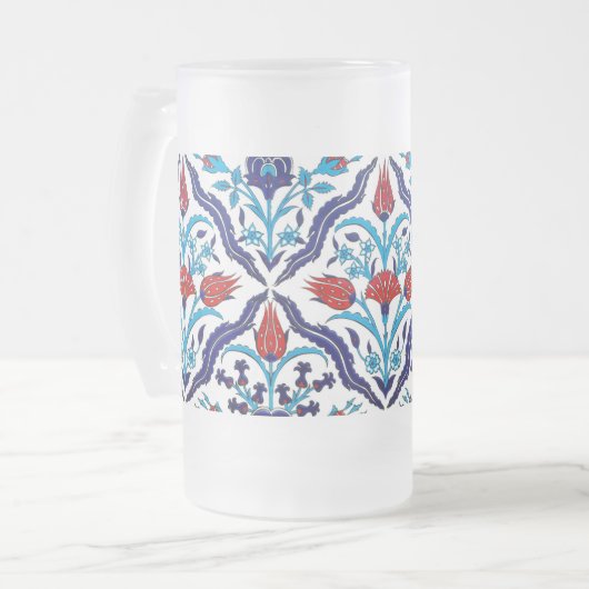 トルコのチューリップの曇らされたガラスのマグ フロストグラスビールジョッキ (正面左)