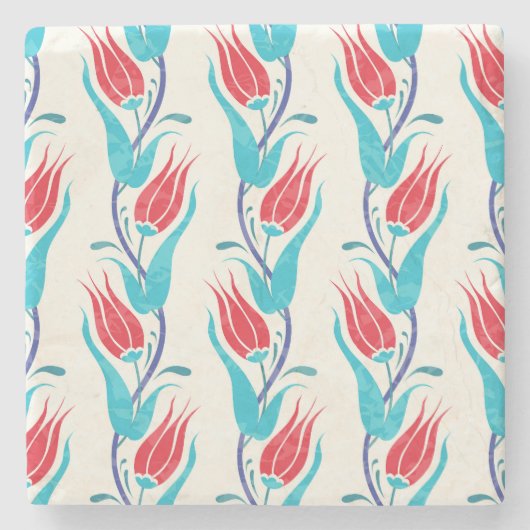 トルコのチューリップ伝統的：シームレスなモチーフ。 ストーンコースター (正面)