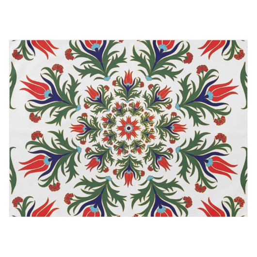 トルコのチューリップ-オットマンのタイル テーブルクロス (正面(横))