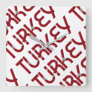 トルコのトルコの旗はタイポグラフィを着色します スクエア壁時計