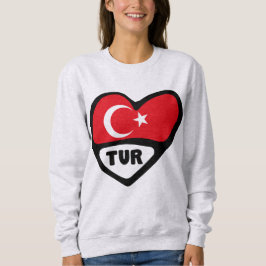 トルコのハート旗 TUR 国コード スウェットシャツ