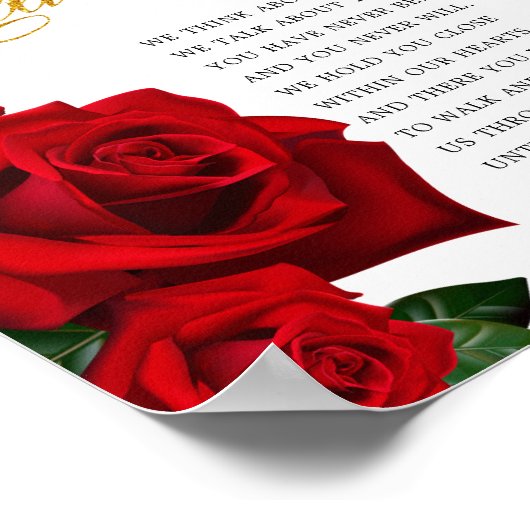 トルコのバラまで私たちは再び会うまで葬儀詩のサイン ポスター (角)