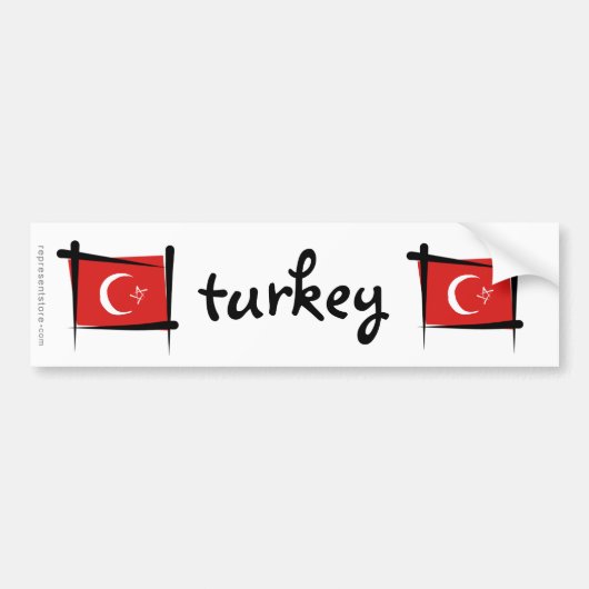 トルコのブラシの旗 バンパーステッカー (正面)