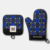 トルコのモチーフを持つエスニックパターン 鍋つかみ&鍋敷きセット (正面)