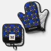 トルコのモチーフを持つエスニックパターン 鍋つかみ&鍋敷きセット (正面/裏面)