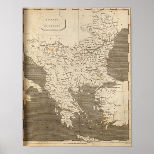 トルコのヨーロッパ地図(Arrowsmith) ポスター (正面)