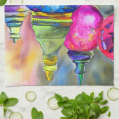 トルコのランプのモザイクの水の色のアー素晴らしト キッチンタオル (折り畳み)