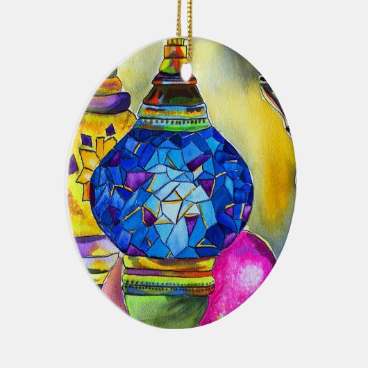 トルコのランプのモザイクの水の色のアー素晴らしト セラミックオーナメント (右)