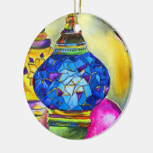 トルコのランプのモザイクの水の色のアー素晴らしト セラミックオーナメント (左)