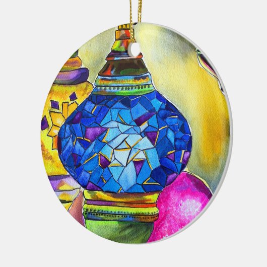 トルコのランプのモザイクの水の色のアー素晴らしト セラミックオーナメント (左)