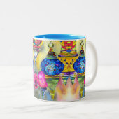 トルコのランプのモザイクの水の色のアー素晴らしト ツートーンマグカップ (正面右)