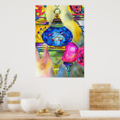 トルコのランプのモザイクの水の色のアー素晴らしト ポスター (キッチン)