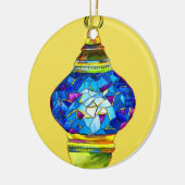トルコのランプのモザイクアートの水色 セラミックオーナメント (左)