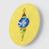 トルコのランプ青いモザイク水彩画 ラージ壁時計 (傾斜)